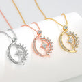2022 INS Hot Wholesale Creative Diamond Necklace New Designed Sun and Moon Necklace Trendy Spinner Pendant Necklace