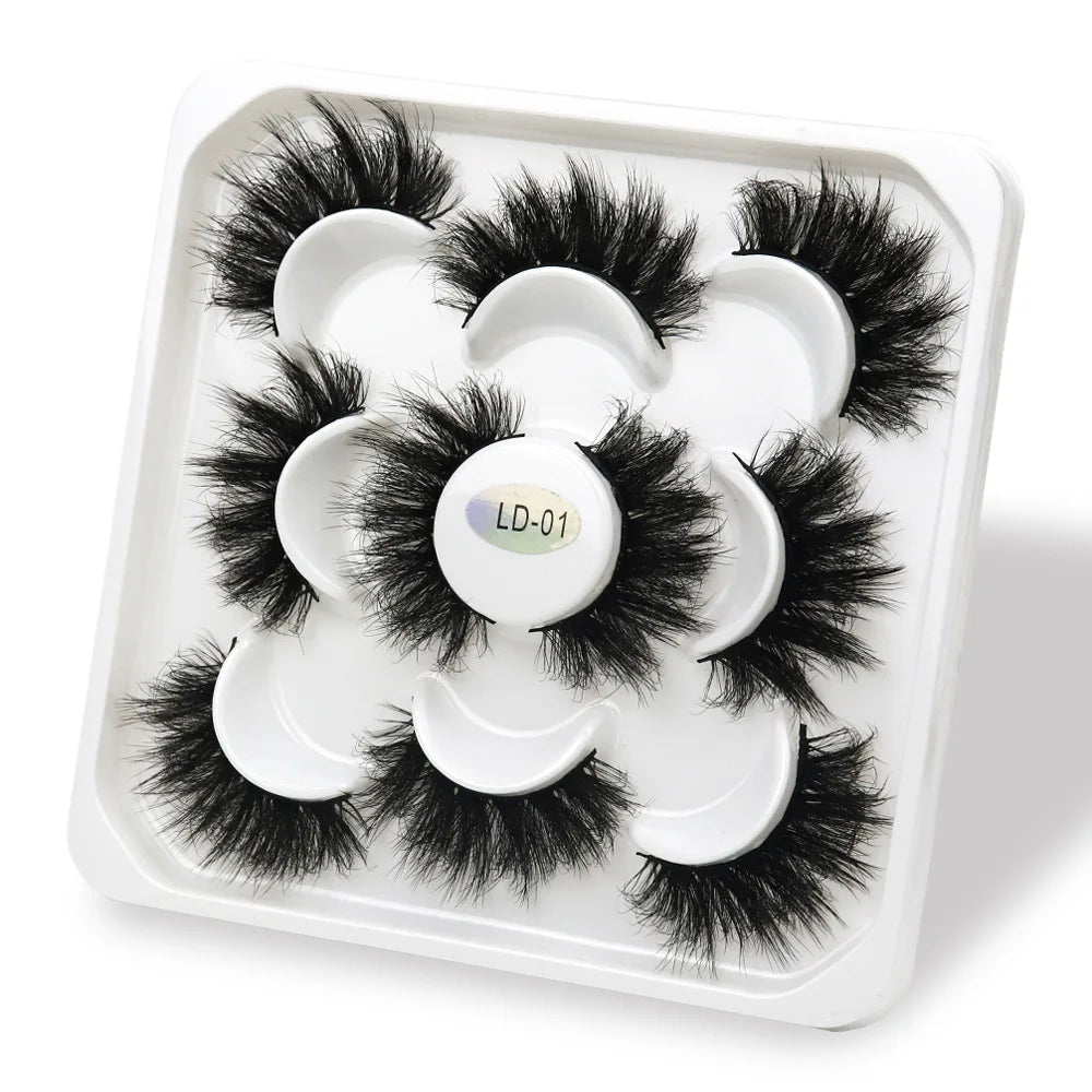 Wholesale Eyelash Vendor Fake 3D Mink Lashes Tray 15mm Natural Wispy for 5D Strip Handmade Reusable Black Cotton Band Eyelashes