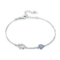 GB09 Hamsa Hand of Fatima Evil EyeS Bracelet Sterling Silver 925 Blue Cubic Zirconia Chain Adjustable