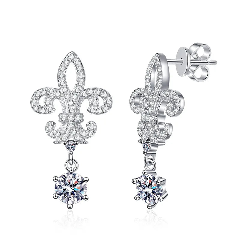 Sterling Silver Charm Moissanite Earrings with Geometric Channel Setting Women's Classic Statement Jewelry