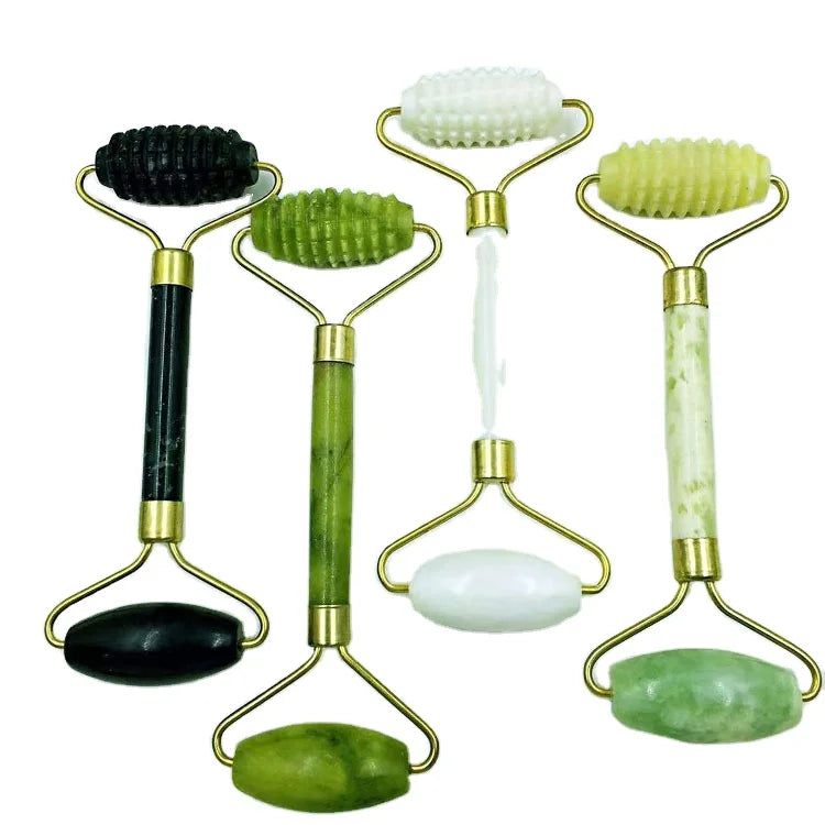 Wholesale Custom logo Facial Green Jade Roller Gua Sha Set