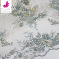 2021 High End  Beaded Sequin Lace Fabric With Pearls Bridal Embroidered Tulle Lace Fabric HY1700-2