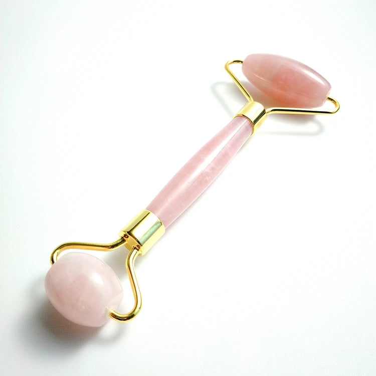2026 Jade Roller Real Natural Stone Facial Rose Quartz Massager Welded Smooth Double Roller