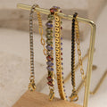 Hot Selling Waterproof 18k Gold Plated Stainless Steel Bracelet Bohemian Style Rhinestone Beads Bracelet for Women