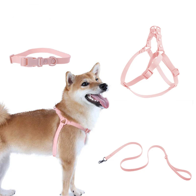 Wholesale New Custom Breathable Fur Waterproof Dog Collar Leash PVC Polyester Dog Harness Set