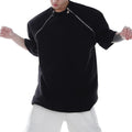 2026 Custom Metal Zipper Splicing T Shirt Short  Sleeve Crew Neck  Shoulder  Pad  Men T Shirts