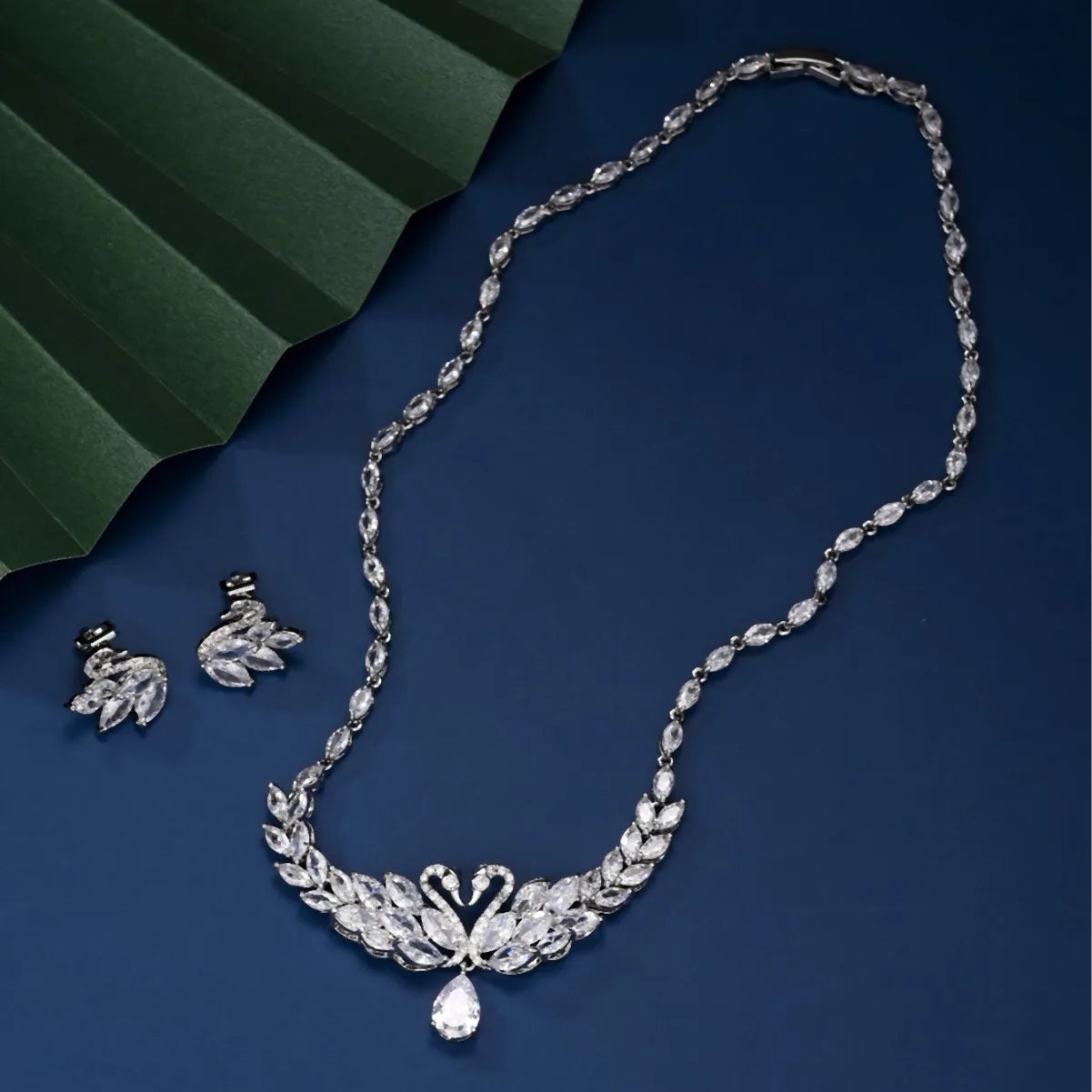 Bridal Jewelry Set Trendy Swan Heart Necklace Earrings Bridal Set Wedding Dress Accessories Sets