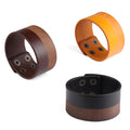 New Fashion Double Color Wide Genuine Leather Alloy Buckle Men Bracelet