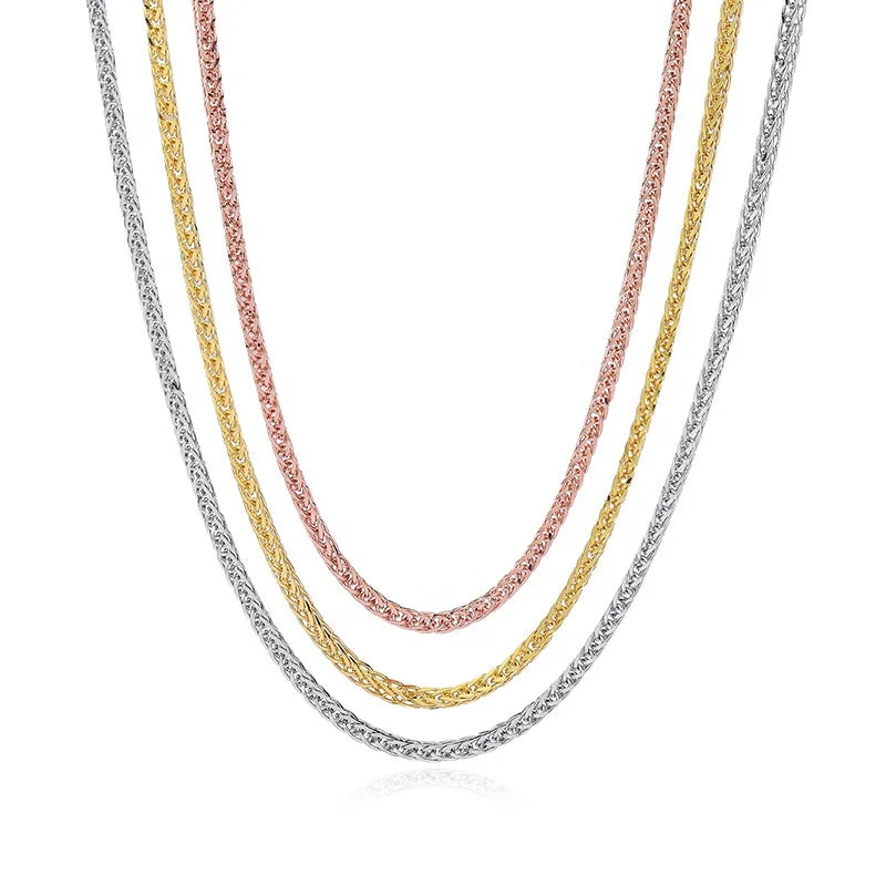 GL10 Hiphop Fine Jewelry 925 Sterling Silver Wheat Chain Italian Handmade 1.2/1.5mm Chopin Custom Chain Necklace for Women
