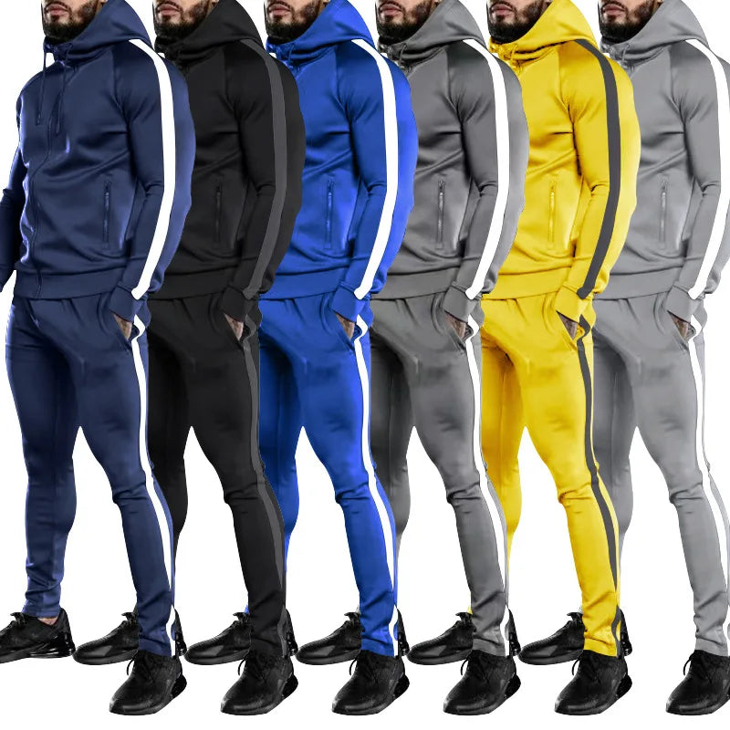 Hot Selling Polyester Spandex Long Sleeve Two Piece Workout Gym Clothing Fitness Wear Set for Men