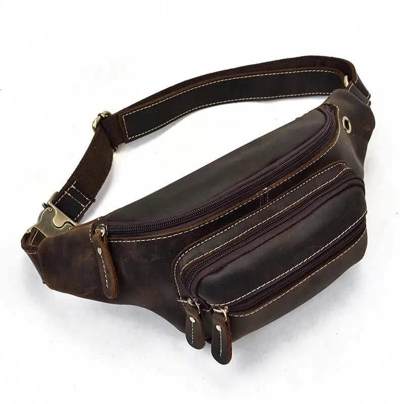 Wholesale Vintage Waist Bag Custom Logo Outdoor Fitness Travel Sport Fanny Pack Man Waist Bag for Running Sling Pack