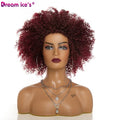 DREAM.ICE'S Wholesale Mixed Black Burg Curly Wig Heat Resistant Synthetic Hair Replacement Afro Curly with Bangs for Black Women