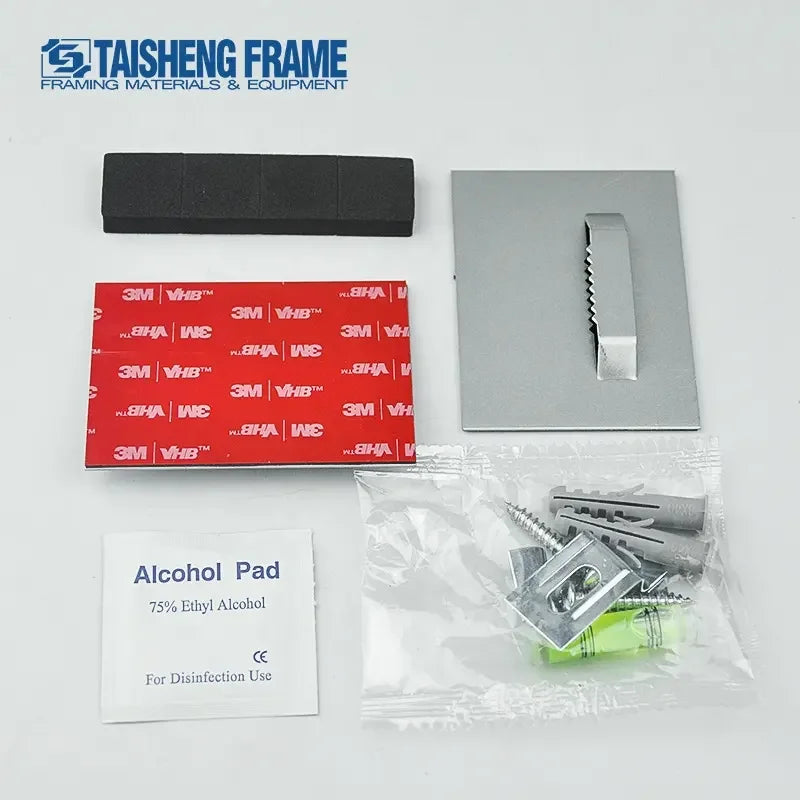 Photo Picture Frameless Mirror Hanger Kits with 3M Adhesive Tape -2sets 80*60MM Hangers Metal Brackets with Adhesive Tape