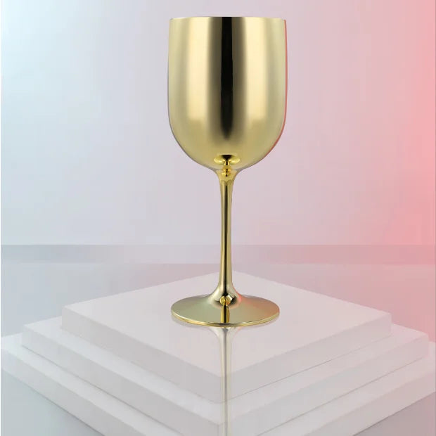 High Quality Custom Logo Electroplated Plastic Cup Gold Color of Plastic Red Wine Glass Plastic Wine Goblet for Part