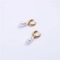 French Retro Freshwater Pearl Hoop Earrings 18K Gold Plated Titanium Steel Stainless Steel Jewelry for Women