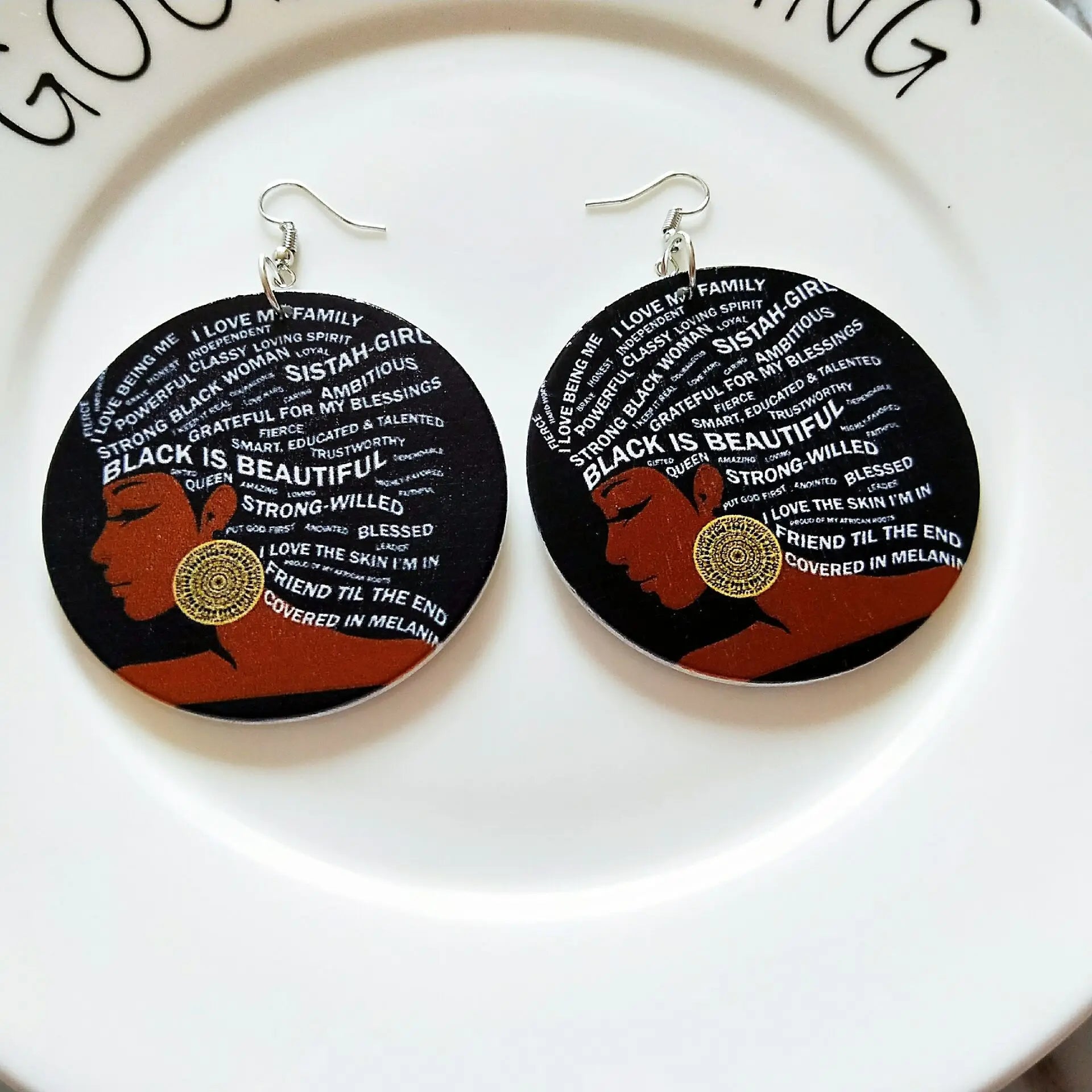 New Afro Women Natural Hair Wood Earrings Drop Earring