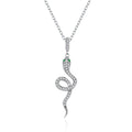 925 Sterling Silver Radiant Clear CZ Snake Heart Pendant Necklace for Women Family Gifts Fine Jewelry