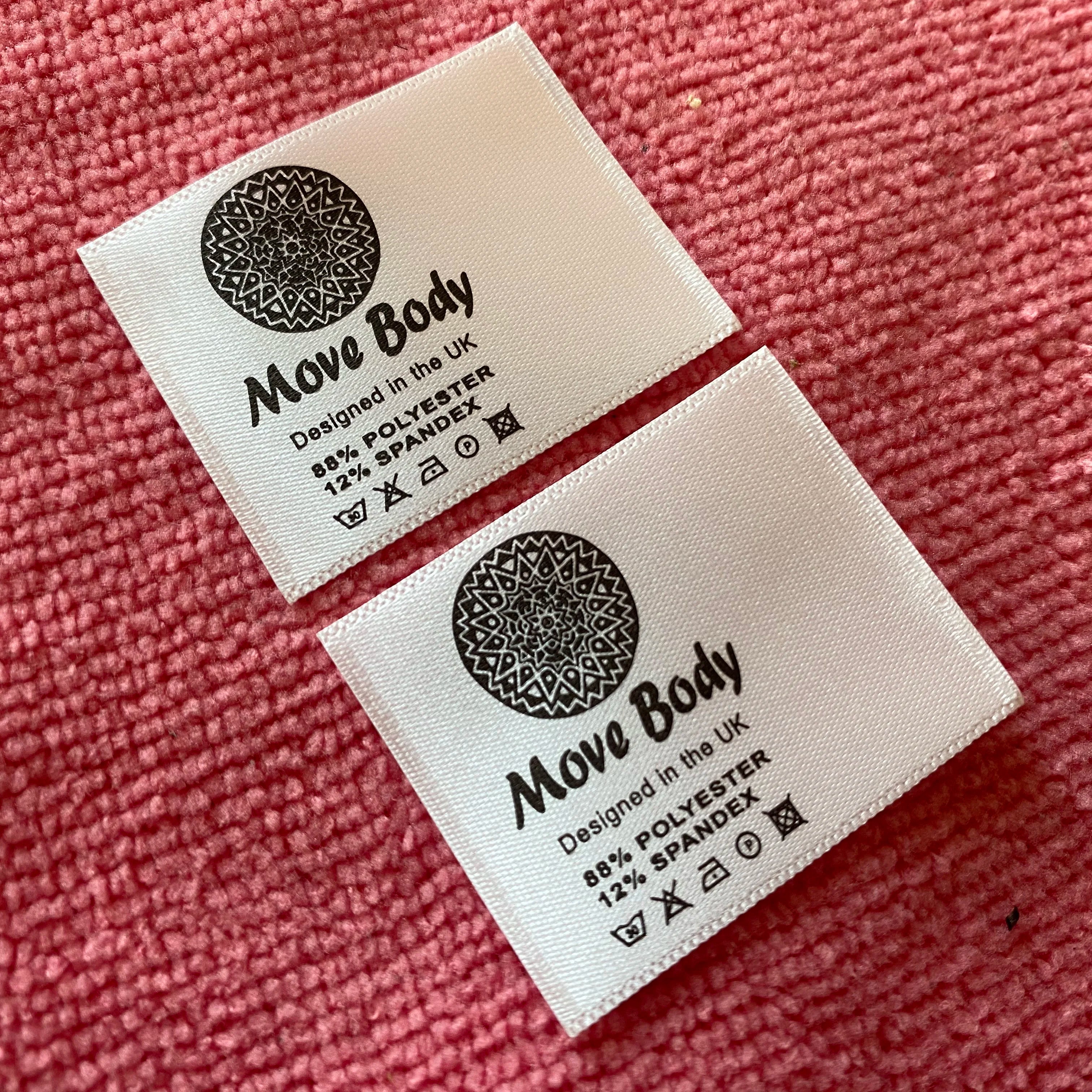 Eco-friendly Ink Washing Care Satin Label100% Polyester Fabric Content Label for Garment