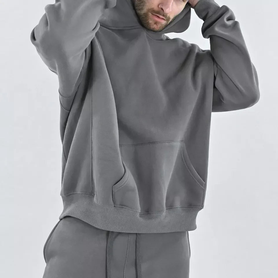 Custom Logo Fleece Thick Oversized Plain Blank Long Sleeve Heavy Hooded Sweatshirts Hoodies for Men