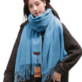 Polyester Dot Argyle Autumn Winter Thickened Warm Red Solid Color Fashion All-Match Women's Shawl Scarf
