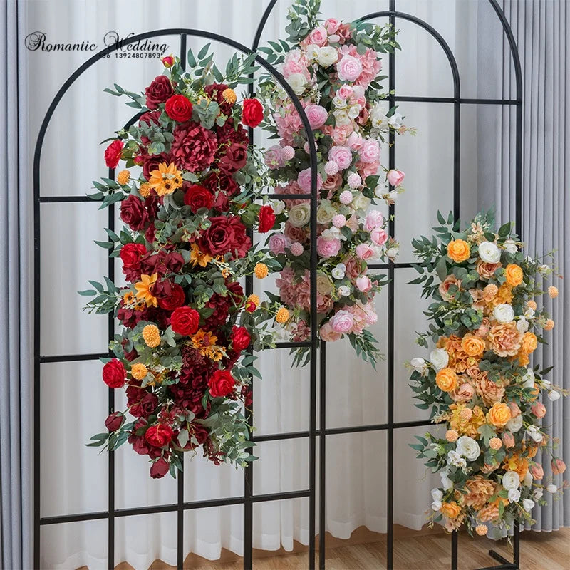 Real Touch Silk Flowers Runner Wall Decor Handmade Artificial Flower Decoration Wedding Christmas New Year Valentine's Day