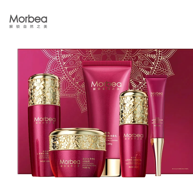 Wholesaler MORBEA CORDYCEPS Royal Moisturizing Cleaning Set Face Cream Eye Cream Facial Cleanser Essence Milk Toner