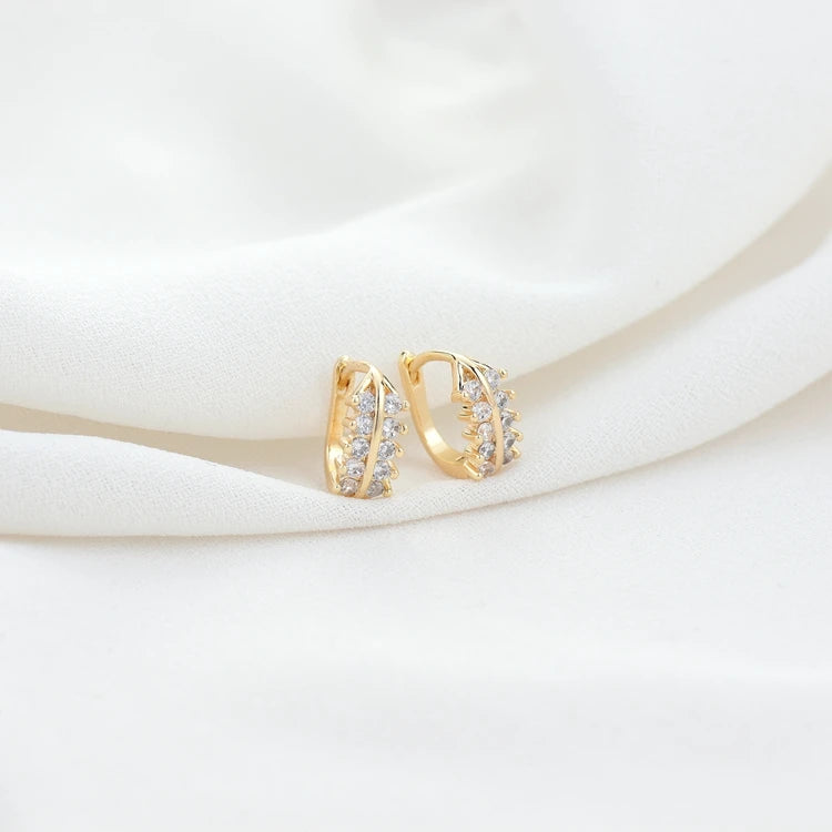 New Design 14K Gold Plated Inlaid Zircon Huggie Hoop Earrings