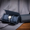 UK Wholesale in Stock Fast Ship 3 Slot Luxury Watch Roll up Pu Leather Black Green Blue Travel Watch Box Gift Packaging Case