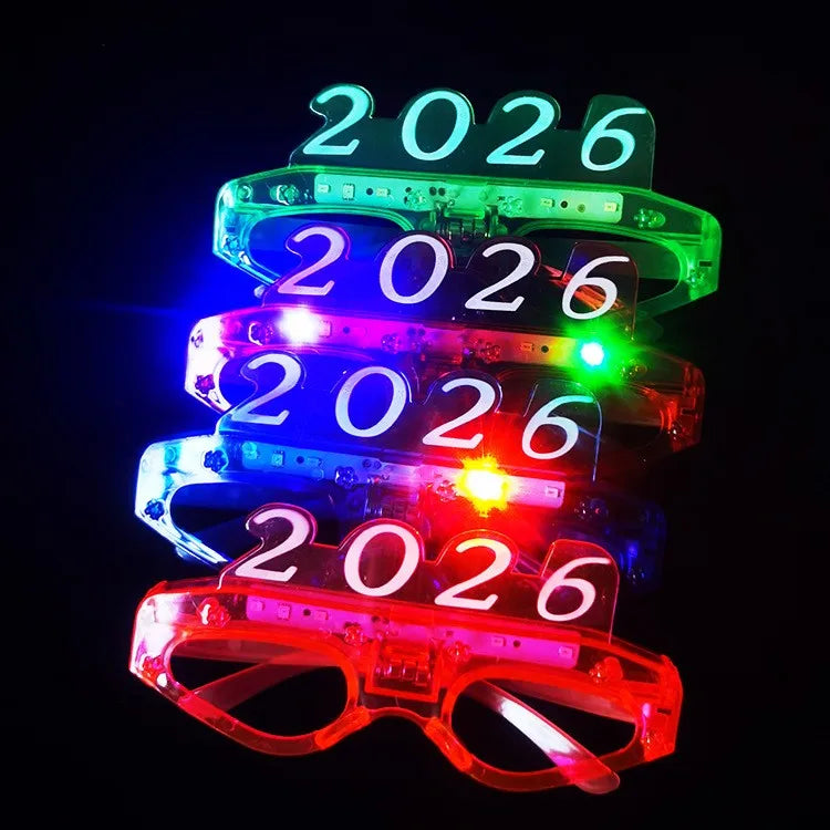 2026 Happy New Year LED Sunglasses Flashing Shade Glasses Light up Glasses LED Light Luminous Party Glasses