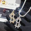 Dollar Sign Rapper Charm Shining Iced Out Fashion 925 Sterling Silver Hip Hop Moissanite Pendant
