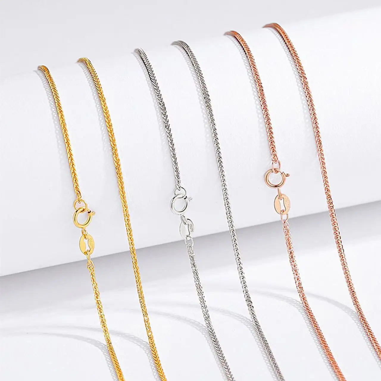 18K Gold Plated S925 Silver  Women's Necklace  Bare Chain Head Accessories Sweater  Rose Gold Colorful Gold Collarbone Necklace