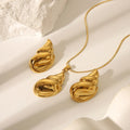 New Arrival Luxury Conch Pendant Necklace Earrings Set Fashion Water Drop Shaped Stainless Steel Necklace for Women