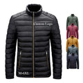 Custom logo Men's Puffer Jacket Waterproof With Zipper Quilted and Embroidered Logo Bubble Solid Color Winter Down Jacket