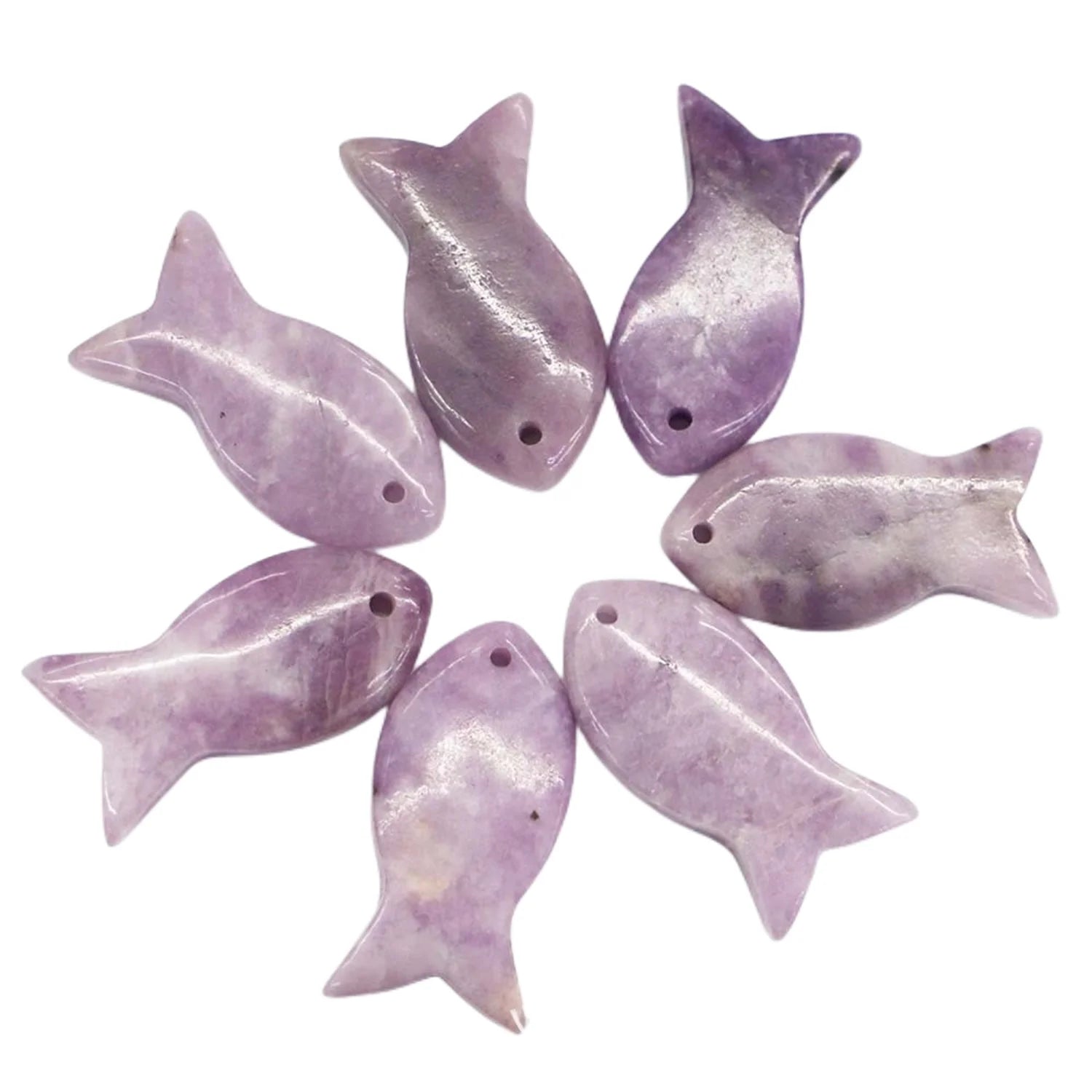 Lepidolite Fish-Shaped Gemstone Pendant for  DIY Jewelry Making Fashion Pendants & Charms  Custom Stone Acceptable Wholesale