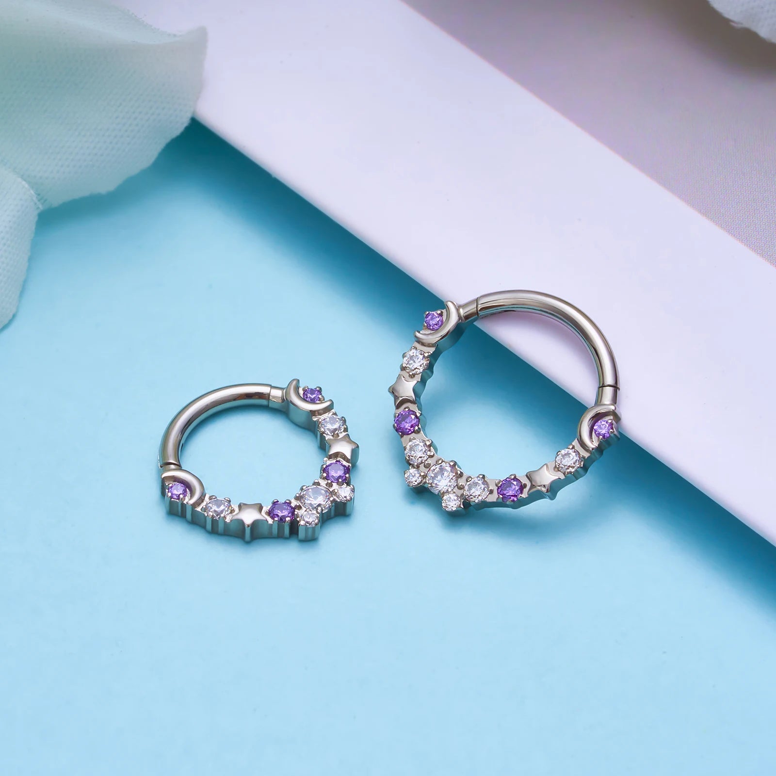 G23 ASTM F136 Titanium Piercing Hinged Nose Ring Nostril 16G Star Septum Hoop Ear Segment Body Jewelry