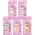 24pcs/box Children Acrylic Fake Nails Press on Cute Pre-glue Full Cover Glitter Rainbow Short Kids Stick on False Nail Tips