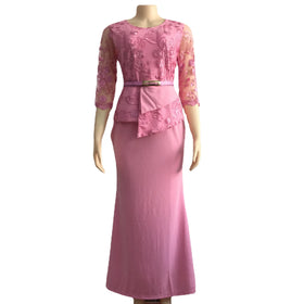 Summer Best Seller Party Lace African Woman Plus Size Wedding 5xl Solid Translucent Half-sleeve Gowns Ladies Evening Dress