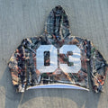 Custom Pullover Boxy Sweatshirt Raw Hem Cotton Sublimation All Over Print Football Vintage Cropped Top Real Tree Camo Hoodie Men
