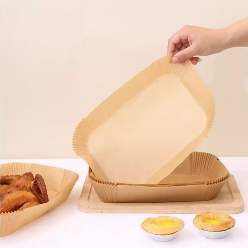 Rectangle Disposable Air Fryer Parchment Paper Liners 100 Pcs Air Fryer Disposable Paper Liners