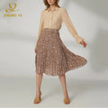 Custom Temperament Ladies 2 Piece High Waist Large Hem Skirts for Design Women Pleated Shirt Tops Mid Length Bust Skirts Set