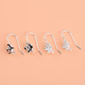 Vintage 925 Sterling Silver Flower Hook Earwires With Jump Ring Antique Silver U Ear Hooks for Earrings Jewelry Making Finding