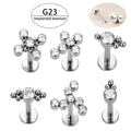 Lotus Wholesale G23 Implanted Titanium Internall Threaded Piercing Labret Helix Cartilage Earrings Piercing Jewelry for Women