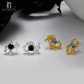 ICEBELA S925 Sterling Silver Broken Ear Studs Heteromorphic Diamond Inserted Asymmetrical Earrings for Women