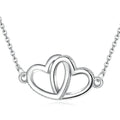 Minimalist Design 925 Sterling Silver 18 Inch Chain Double Heart Necklace for Women