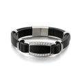 KALEN Unisex Vintage Fashion Jewelry Bracelets Stainless Steel Bangles Cowhide Leather Bracelet With Rhinestones