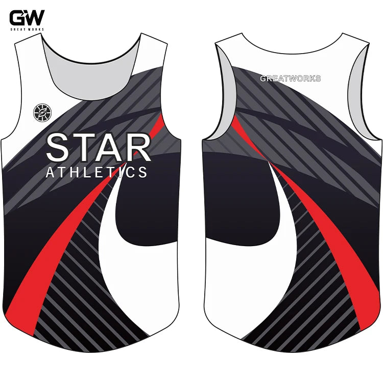 Custom Men's Sleeveless Breathable Lightweight 100% Polyester Track Field Uniform Singlet Short Elastic Waist for Running