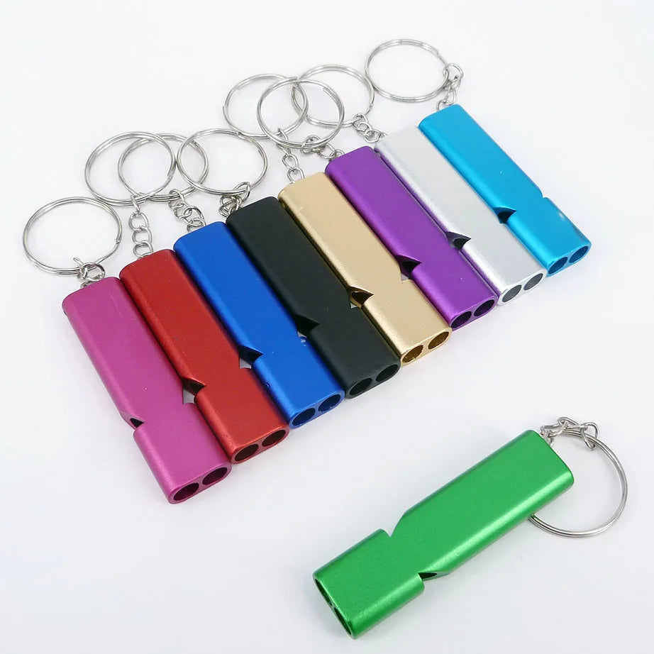 Aluminum Rectangle Metal Whistle Keychain Fashion Lightweight Multi Color Promotion Gift