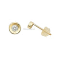 Small Cutely 9K Solid Gold Stud Earrings Natural Diamond Bezel Setting 0.03ct Unisex for Christmas Gift MegaBDM