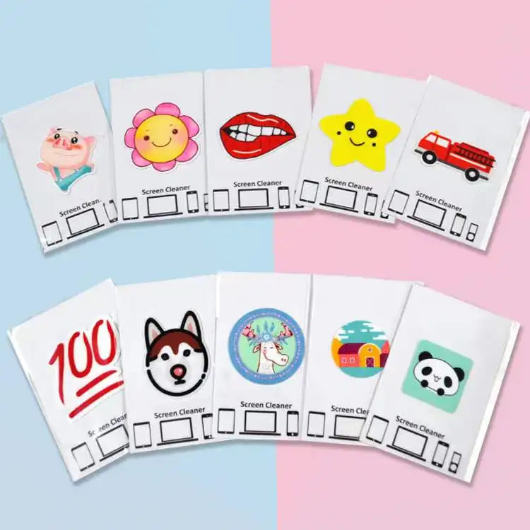 Sticky Phone Screen Cleaner OEM Full Color Printed Mini Cleaning Cloth Microfiber Self Adhesive Screen Sticker