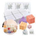 HY 6 Cavity Geometric Magic Cube Bubble Cube Mold for Candle Soap Resin Casting Making Cake Decoration